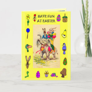 Delivering Easter eggs by Elephant Holiday Card