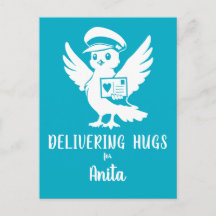 Delivering Hugs Penny Post Mascot Postcard