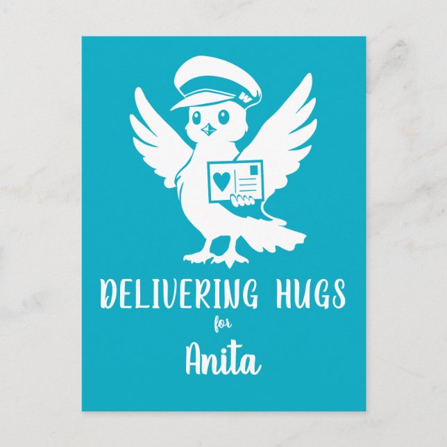 Delivering Hugs Penny Post Mascot Postcard (Front)