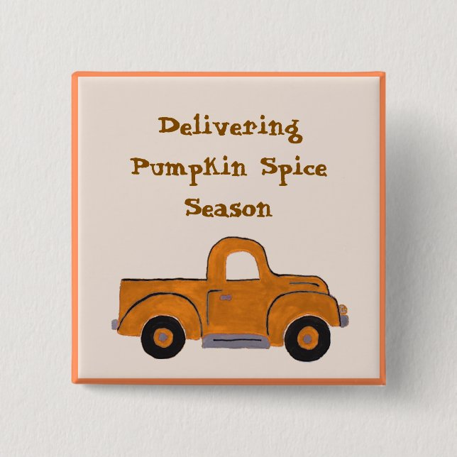 Delivering Pumpkin Spice Season Handpainted Truck 15 Cm Square Badge (Front)