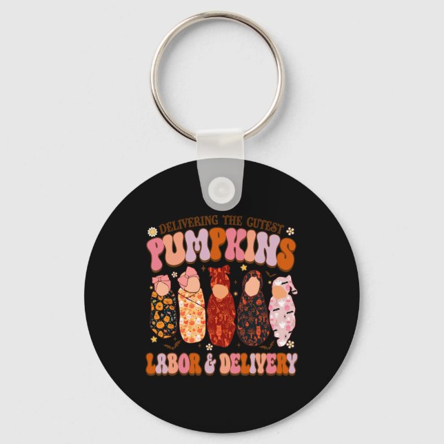 Delivering The Cutest Pumpkins Labour And Delivery Key Ring (Front)