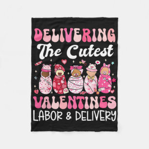 Delivering The Cutest Valentine Day Labor And Deli Fleece Blanket