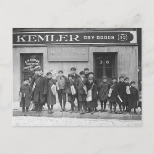 Delivering the Sunday Papers, 1909 Postcard