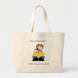 Delivery Driver Happy Delivering T-Shirt Large Tote Bag