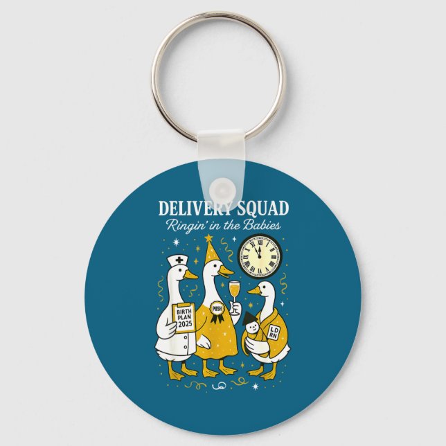 Delivery OB GYN Year New Silly Goose Nurse Midwife Key Ring (Front)