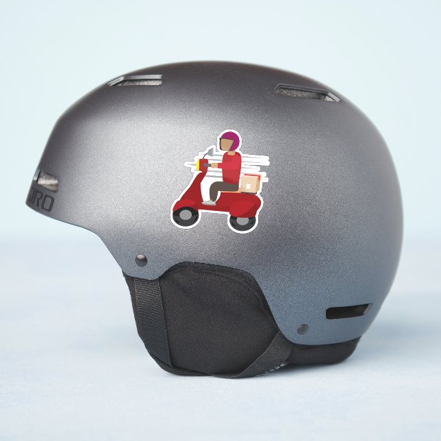 Delivery Person Driving a Scooter (Helmet Side)