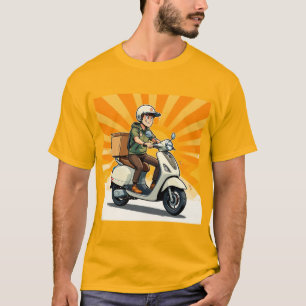 Delivery Rider on Modern Scooter T-Shirt