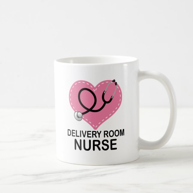 Delivery Room Nurse Heart Stethoscope Coffee Mug (Right)