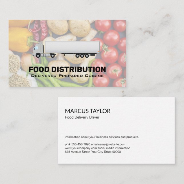 Delivery Services | Semi Truck | Produce  Business Card (Front/Back)