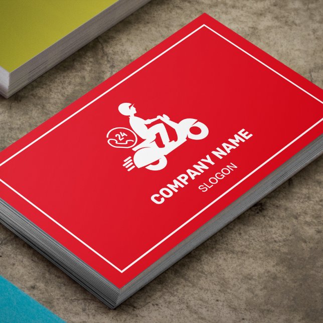 Delivery Shipping Professional Red & White Modern Business Card (Creator Uploaded)
