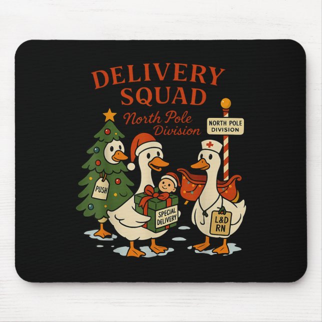 Delivery Squad Labor And Delivery Nurse Christmas  Mouse Mat (Front)