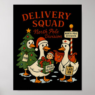 Delivery Squad Labor And Delivery Nurse Christmas Poster