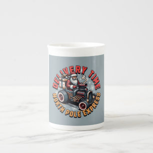 Delivery Time Santa Christmas Hot Rod Bone China Mug