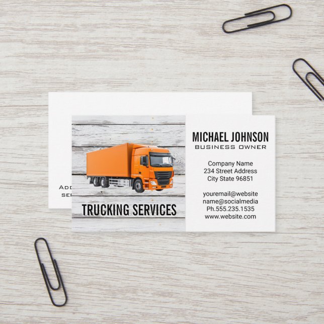 Delivery Transport Semi Truck | Construction Business Card (Front/Back In Situ)