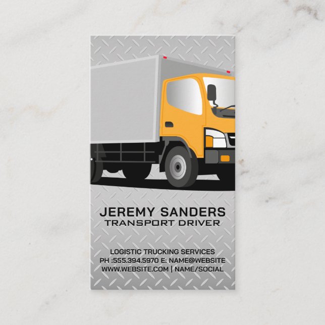 Delivery Truck | Diamond Plate Steel Business Card (Front)