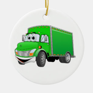 Delivery Truck Green Cartoon Ceramic Tree Decoration