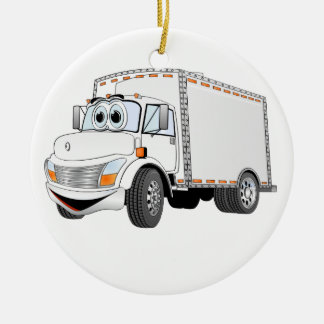 Delivery Truck White Cartoon Ceramic Tree Decoration