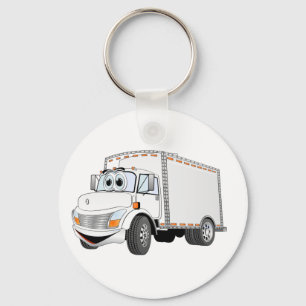 Delivery Truck White Cartoon Key Ring