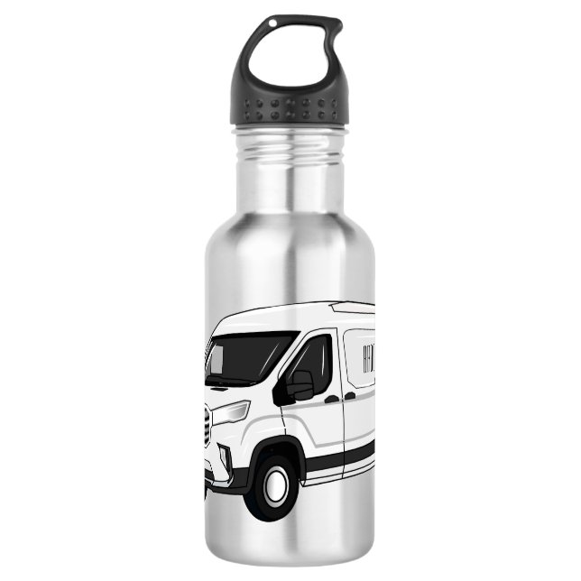 Delivery van cartoon illustration 532 ml water bottle (Front)