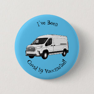 Delivery van cartoon illustration 6 cm round badge