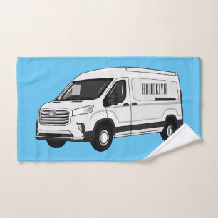 Delivery van cartoon illustration bath towel set
