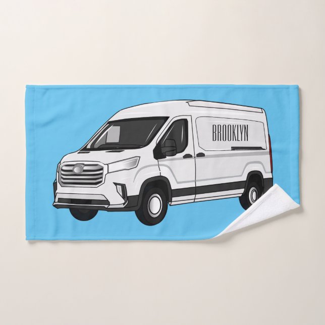 Delivery van cartoon illustration bath towel set (Hand Towel)