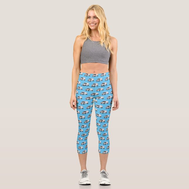Delivery van cartoon illustration capri leggings (Front)