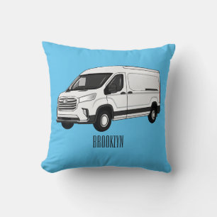 Delivery van cartoon illustration cushion
