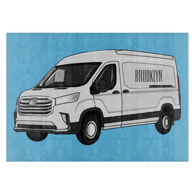 Delivery van cartoon illustration cutting board (Front)