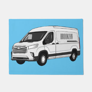 Delivery van cartoon illustration doormat
