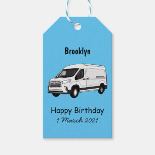 Delivery van cartoon illustration gift tags
