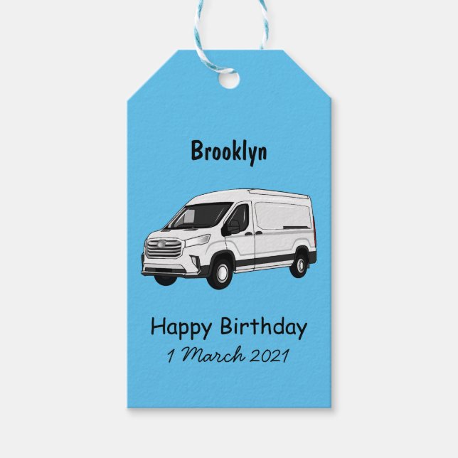 Delivery van cartoon illustration gift tags (Front)