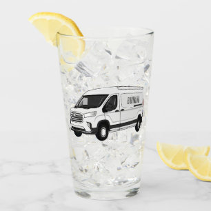 Delivery van cartoon illustration glass