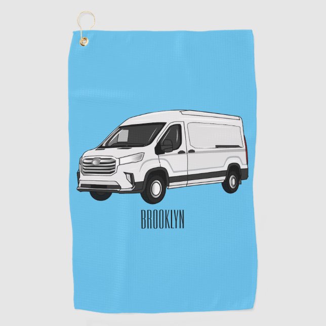 Delivery van cartoon illustration golf towel (Front)