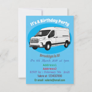 Delivery van cartoon illustration invitation