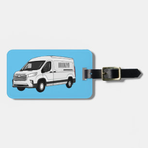 Delivery van cartoon illustration luggage tag