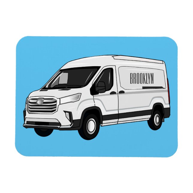 Delivery van cartoon illustration magnet (Horizontal)