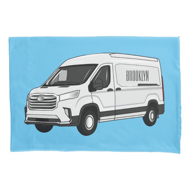Delivery van cartoon illustration pillowcase (Front)