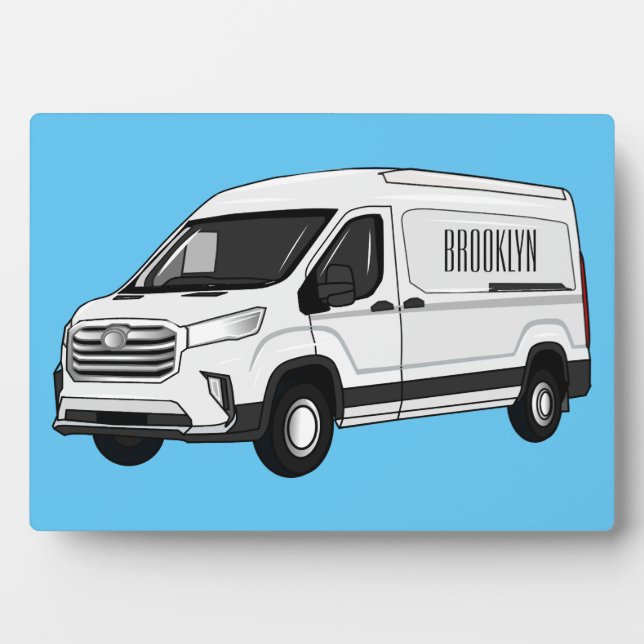 Delivery van cartoon illustration plaque (Front)