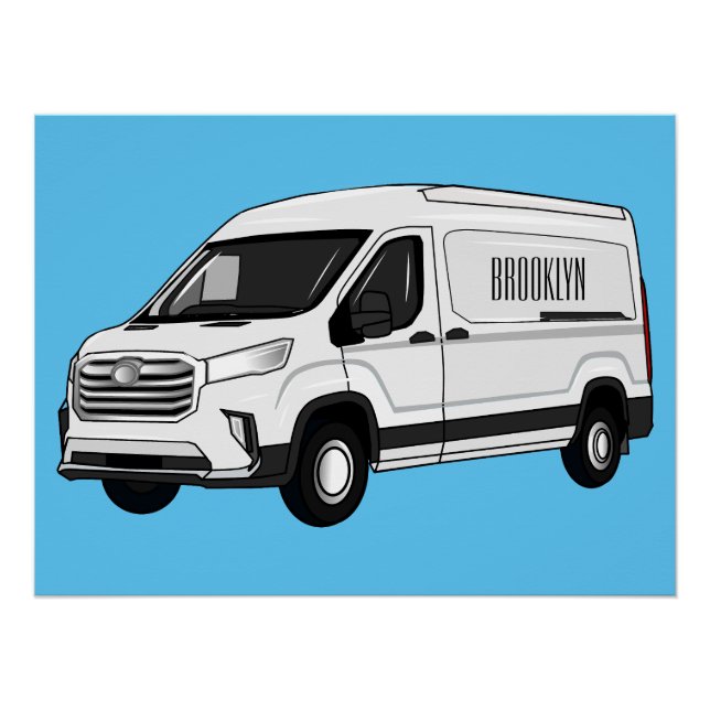 Delivery van cartoon illustration poster (Front)