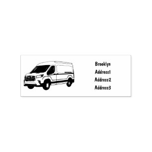 Delivery van cartoon illustration rubber stamp