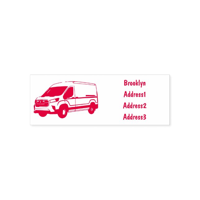 Delivery van cartoon illustration self-inking stamp (Design)