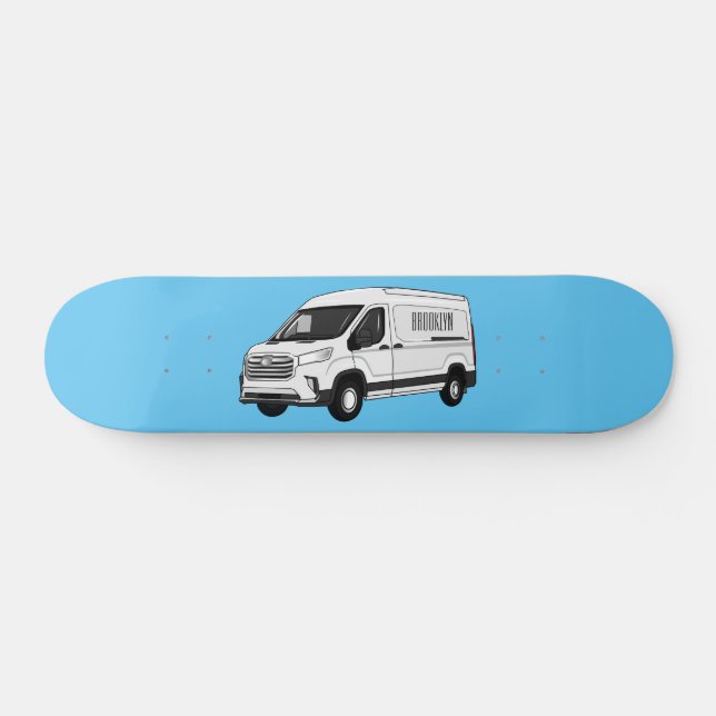 Delivery van cartoon illustration skateboard (Horz)