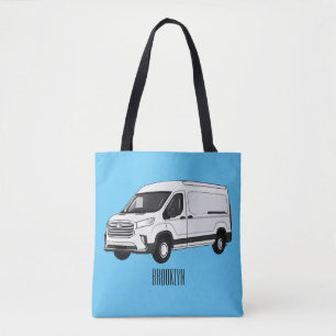 Delivery van cartoon illustration tote bag