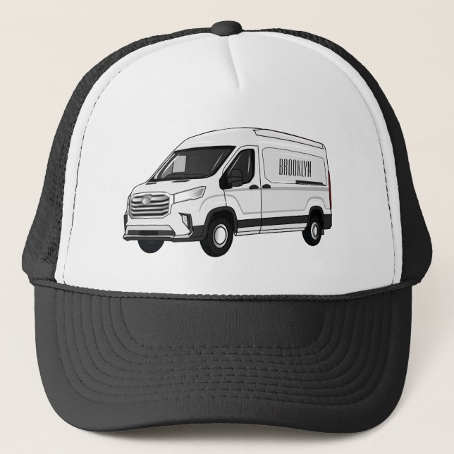 Delivery van cartoon illustration trucker hat (Front)