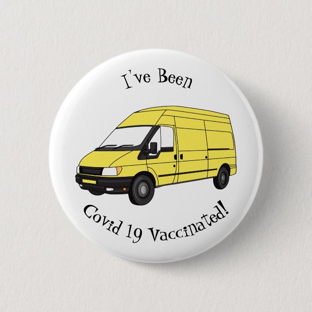 Delivery van illustration 6 cm round badge (Front)