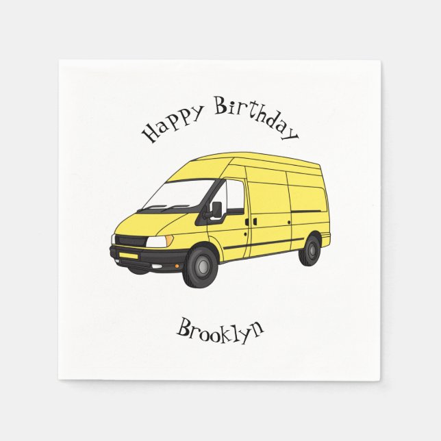 Delivery van illustration napkin (Front)