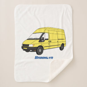 Delivery van illustration sherpa blanket