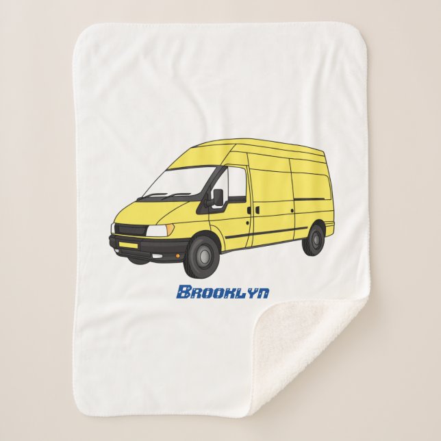 Delivery van illustration sherpa blanket (Front)