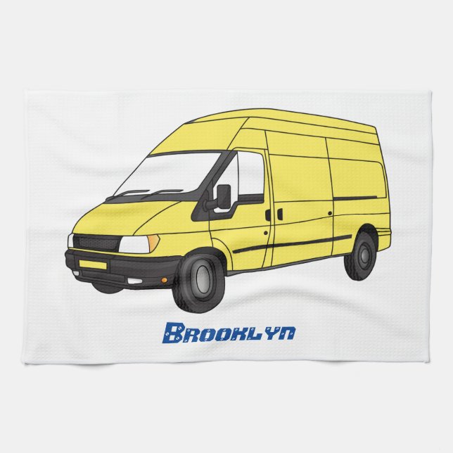 Delivery van illustration tea towel (Horizontal)